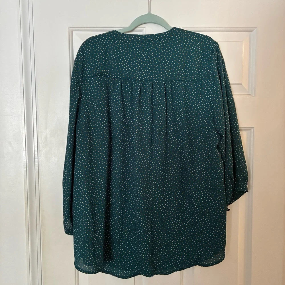 Torrid Teal Dotted Blouse - Picture 8 of 13
